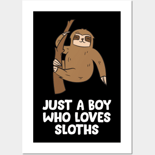 Just a Boy Who Loves Sloths Gift For Sloth Lovers Posters and Art